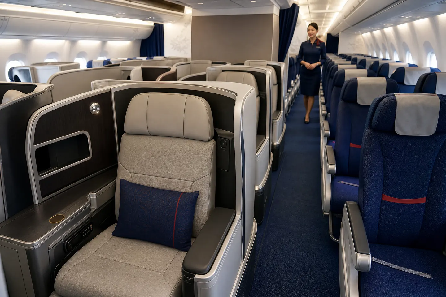Không gian cabin hạng ghế của Air China trên hành trình đi Mỹ