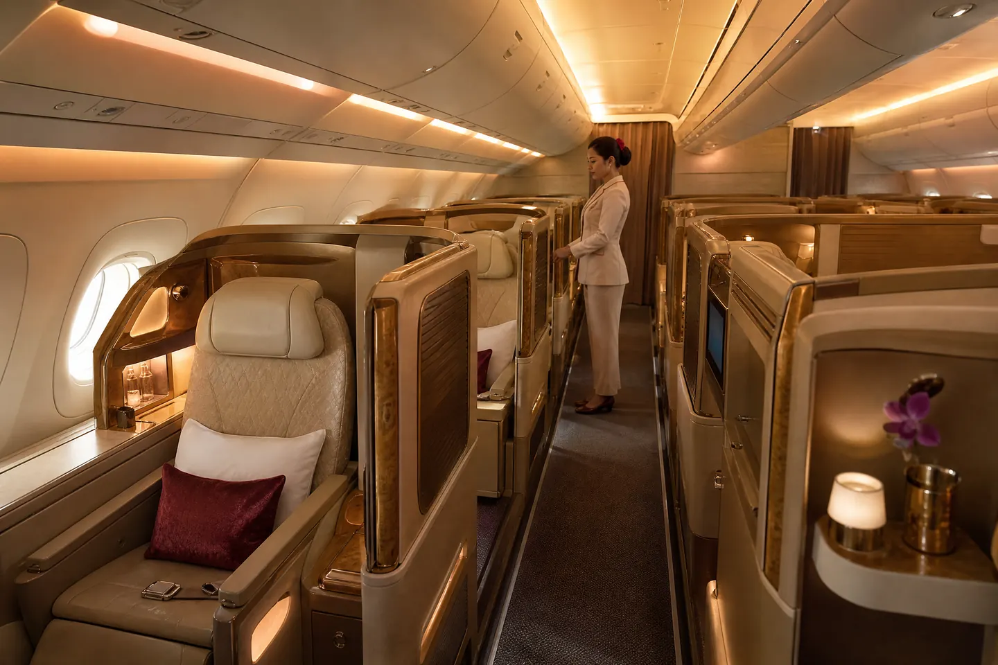 Không gian cabin hạng ghế của Emirates trên hành trình đi Mỹ