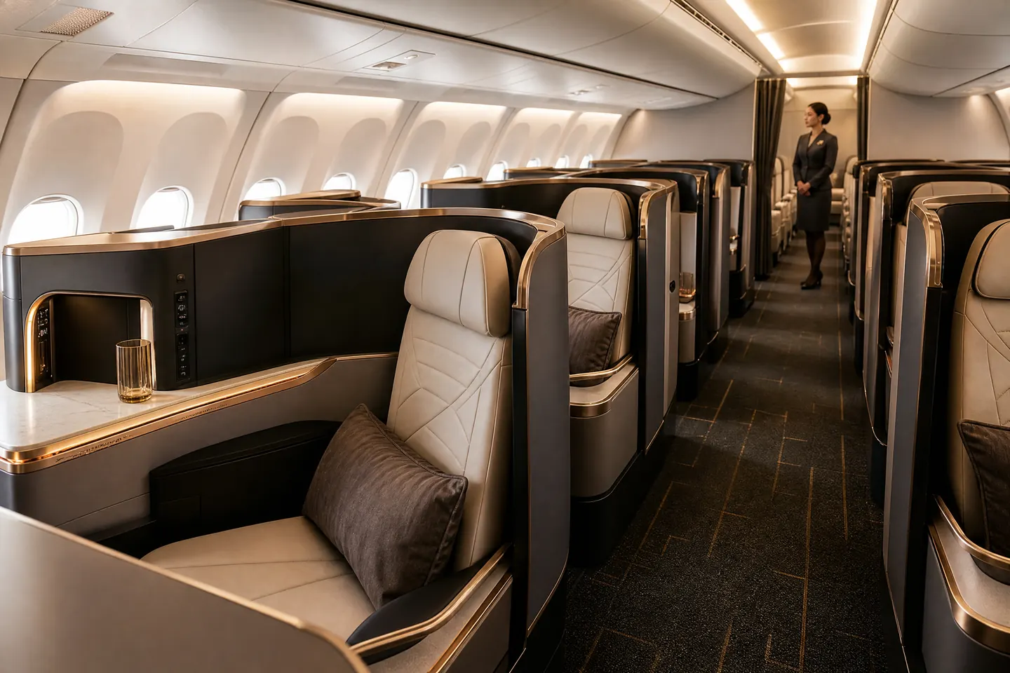 Không gian cabin hạng ghế của STARLUX Airlines trên hành trình đi Mỹ