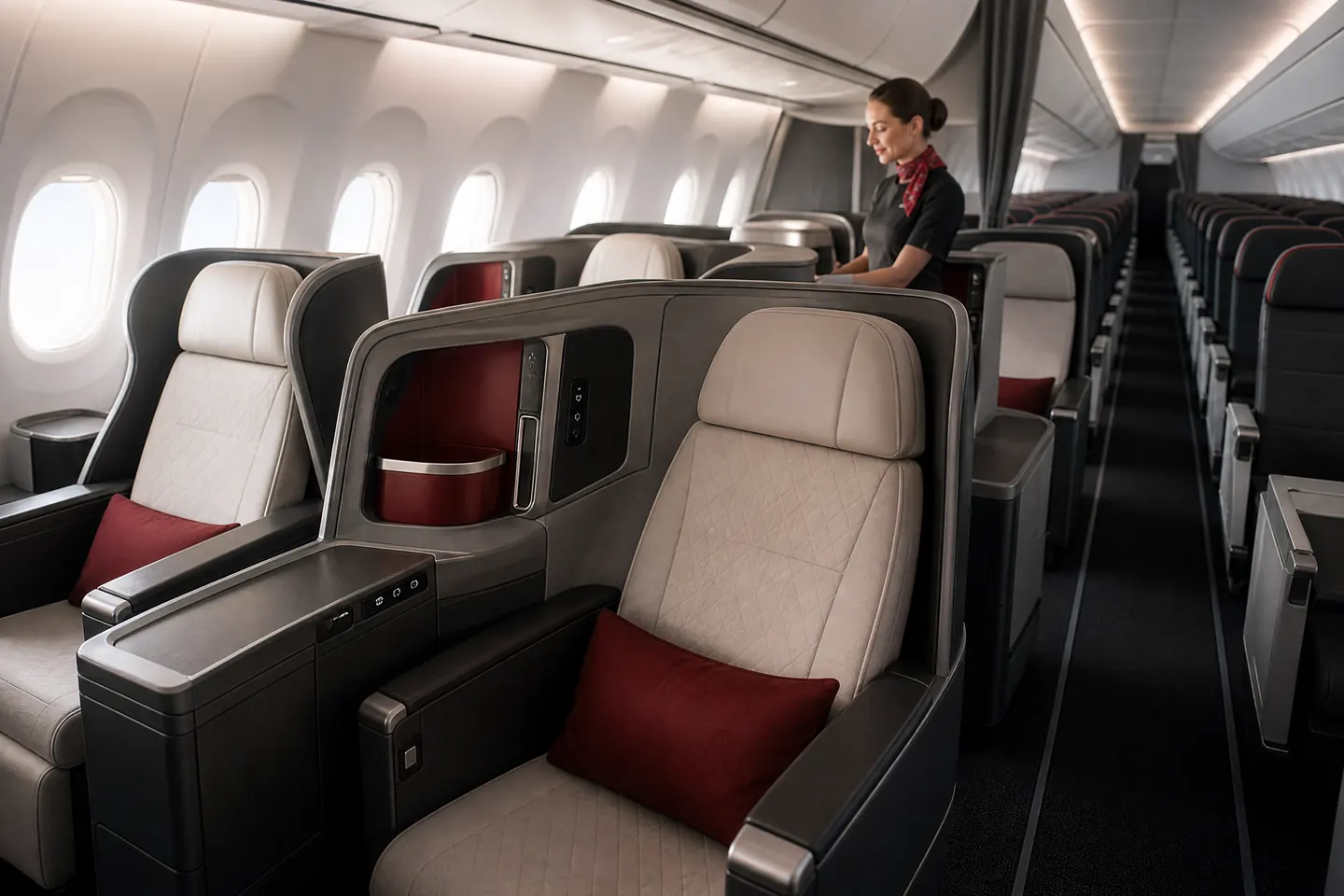 Không gian cabin hạng ghế của Turkish Airlines trên hành trình đi Mỹ