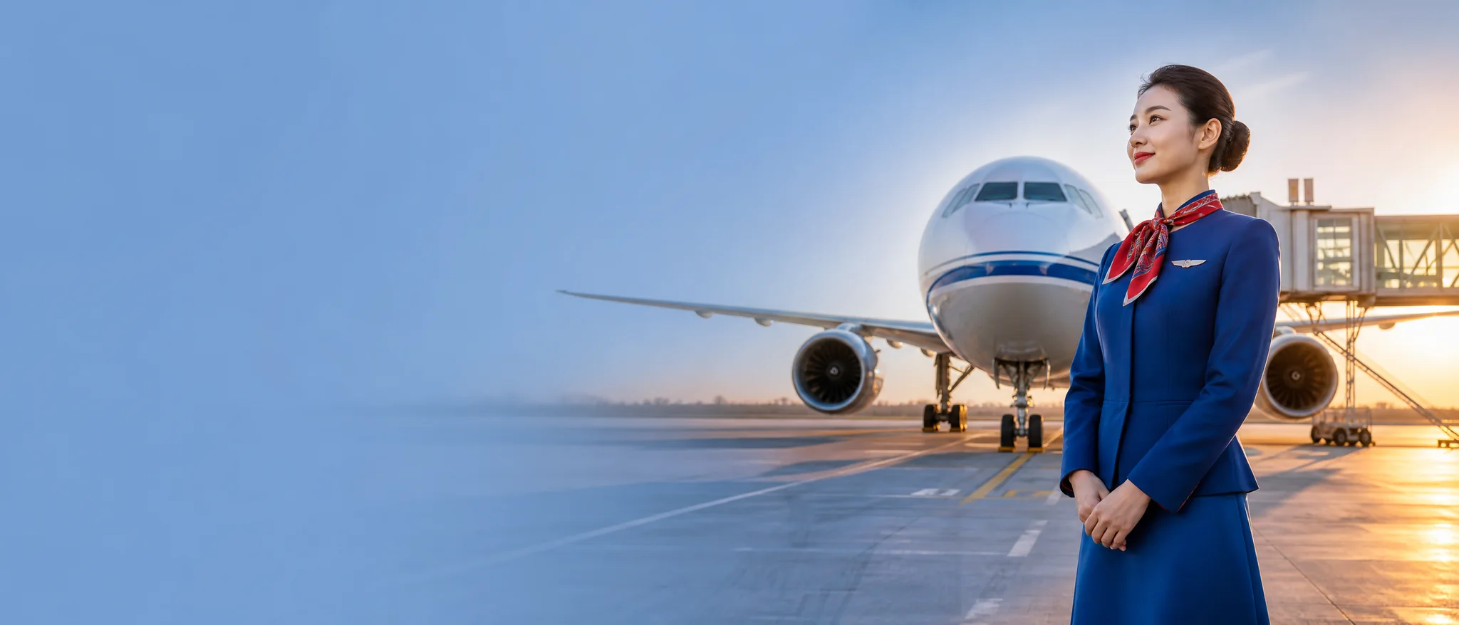 Máy bay và tiếp viên tại sân bay quốc tế cho hành trình Air China đi Mỹ