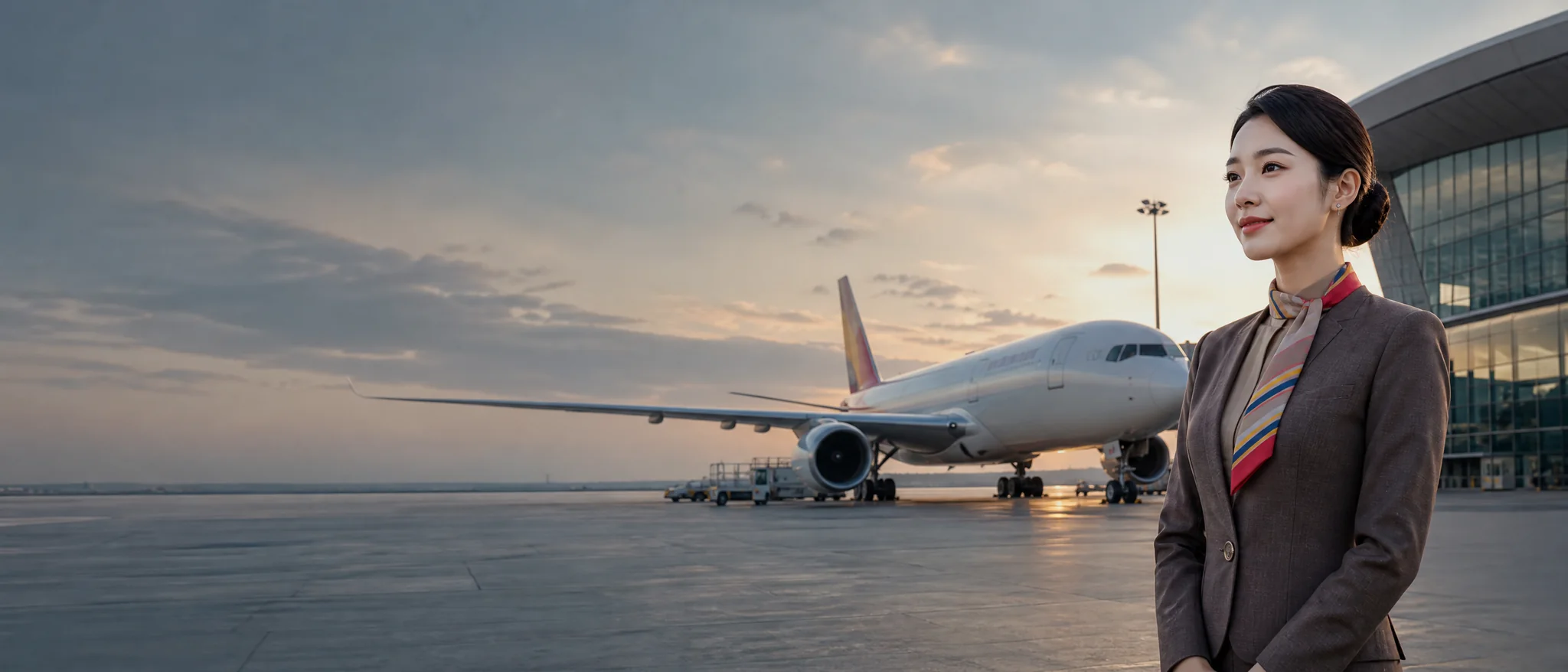 Máy bay và tiếp viên tại sân bay quốc tế cho hành trình Asiana Airlines đi Mỹ