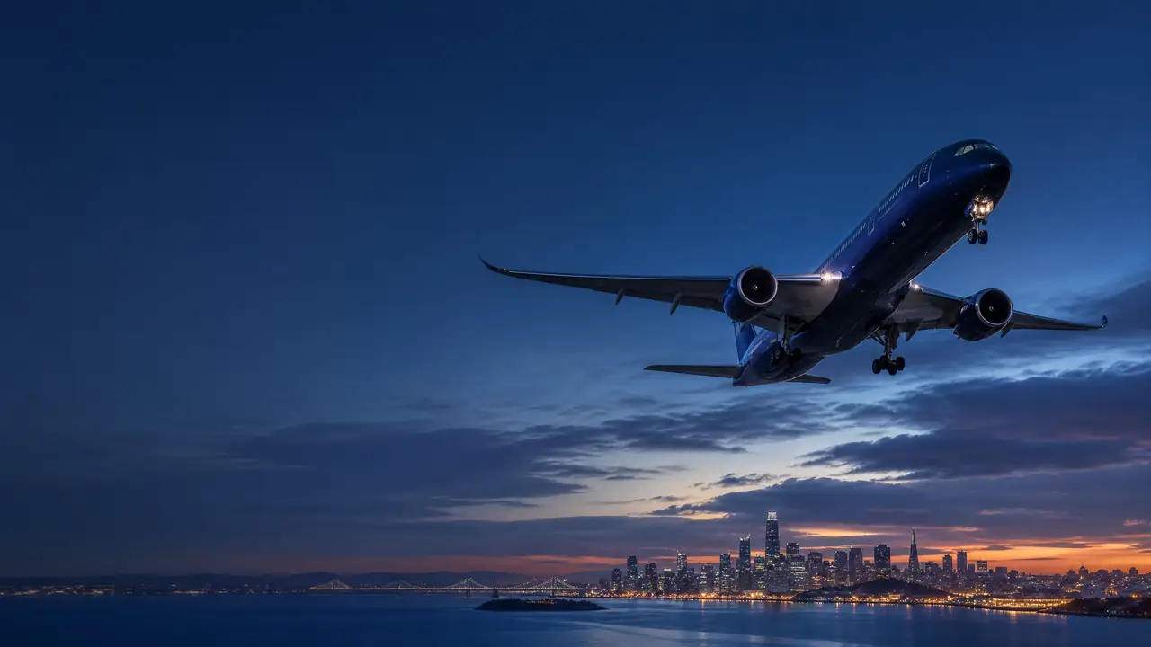 Máy bay và tiếp viên tại sân bay quốc tế cho hành trình United Airlines đi Mỹ