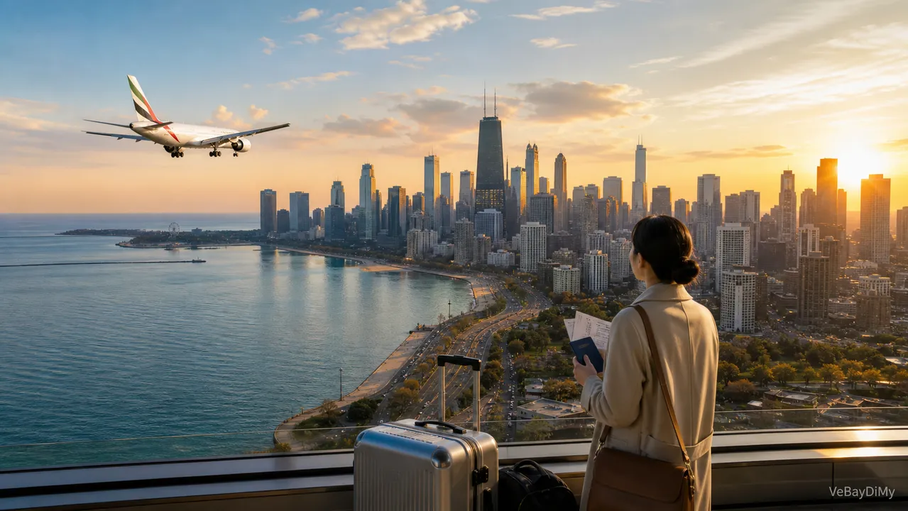 Ảnh minh họa: Vé máy bay Emirates đi Chicago: Cẩm nang chuẩn bị hành trình từ Việt Nam