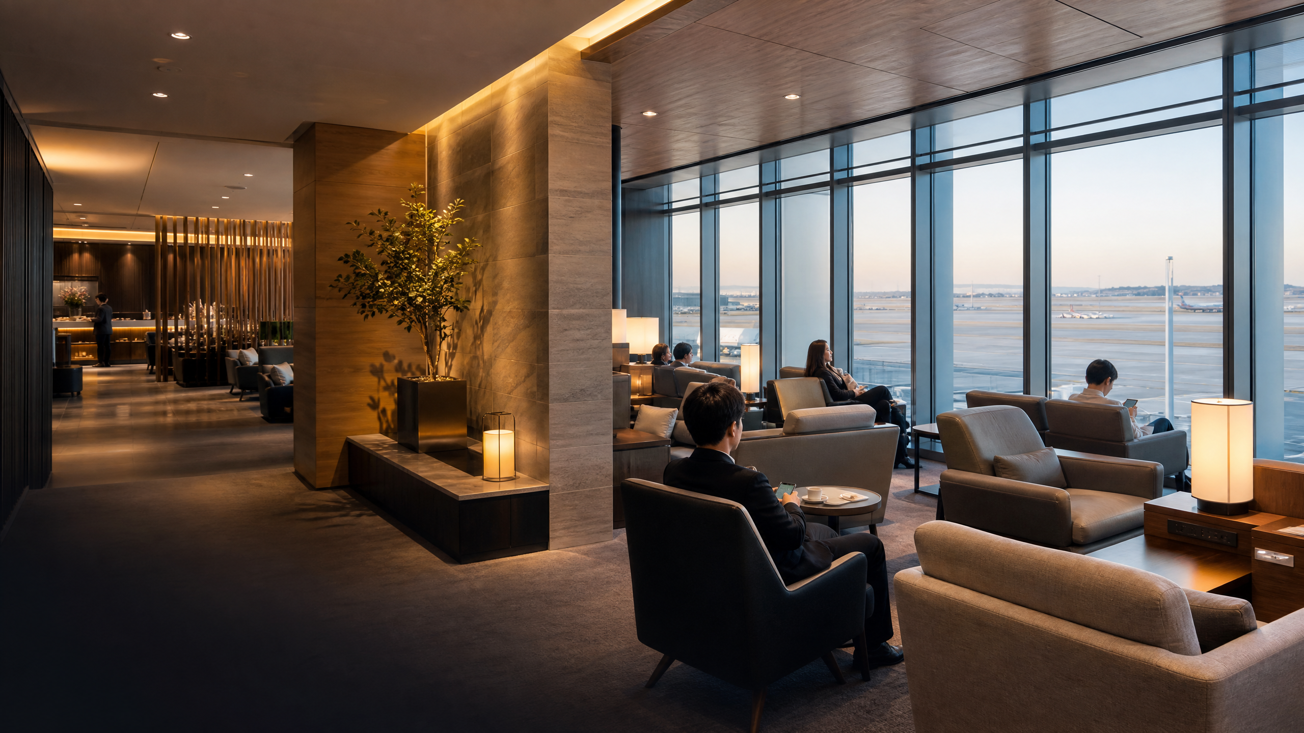 Không gian lounge cao cấp minh họa cho quá cảnh tại sân bay Incheon ICN